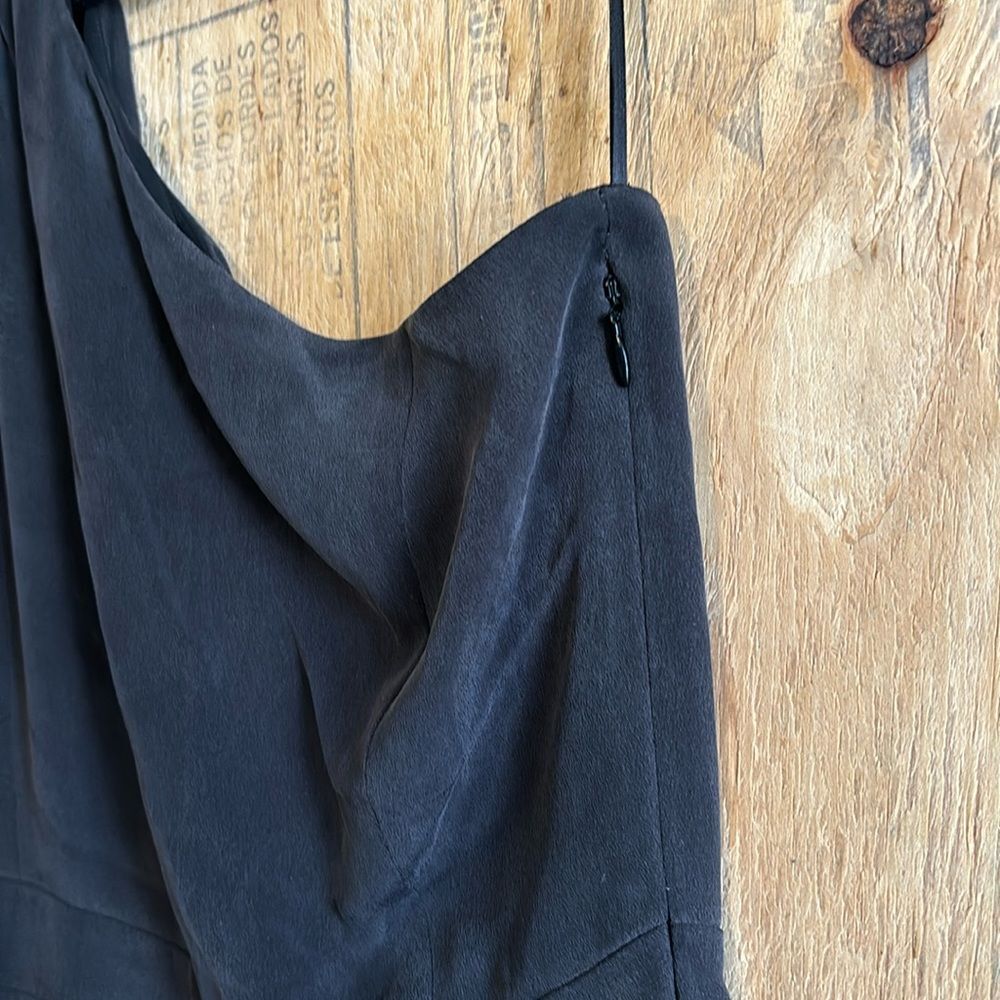 J Crew 100% Silk One Shoulder Black Mini Dress Sz 6 - Picture 6 of 8